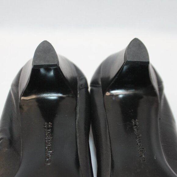 Naturalizer N5 Comfort Genuine Leather Solid Black Kitten Heels - Picture 9 of 11
